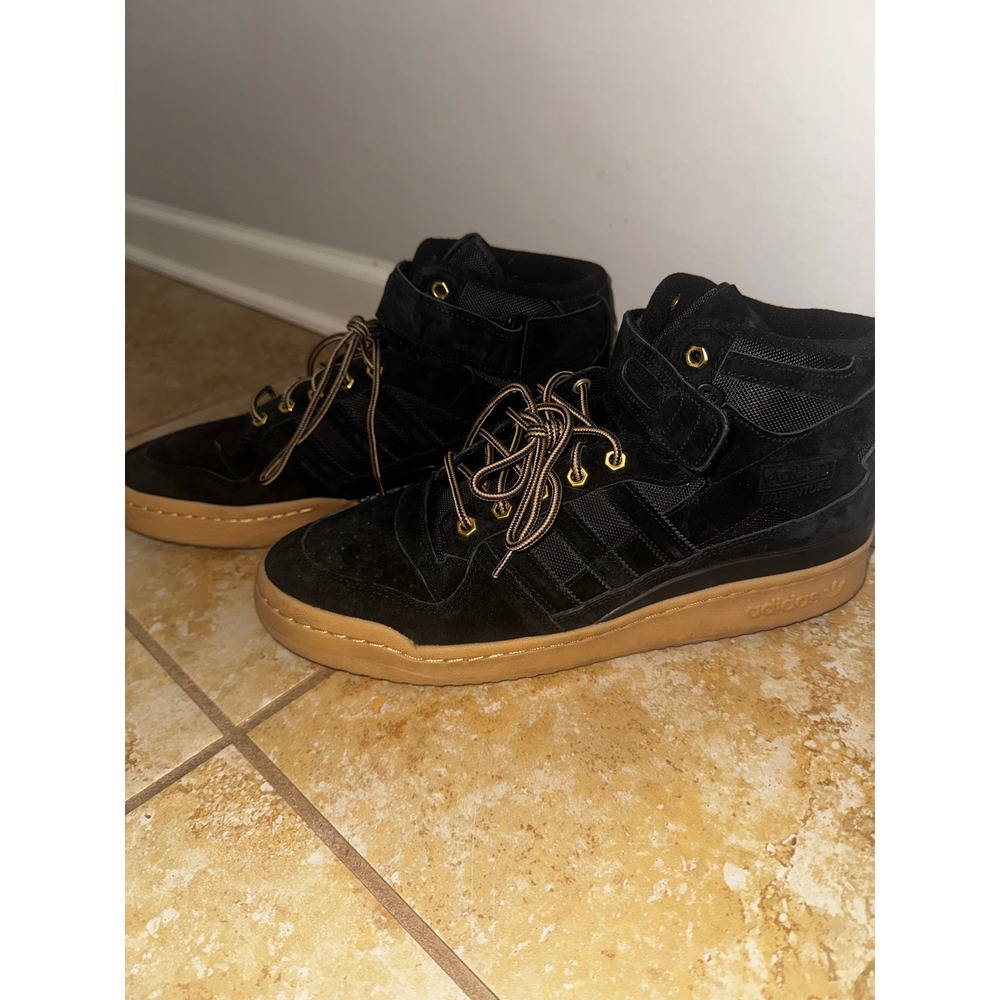 Adidas Forum Mid Adventure Mens Black Suede Gum Sole Sneakers Size 13 H04285
